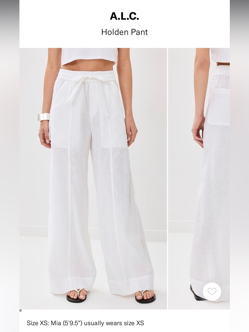 A.L.C. White Wide-Leg Drawstring Pants